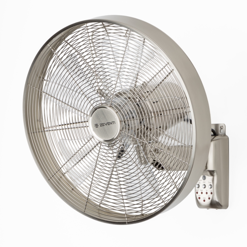 ZEVENTI - Ventilador de pared FREEZE 50W/230V diá. 40 cm cromo mate + control remoto