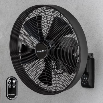 ZEVENTI - Ventilador de pared FREEZE 50W/230V diá. 40 cm negro + control remoto