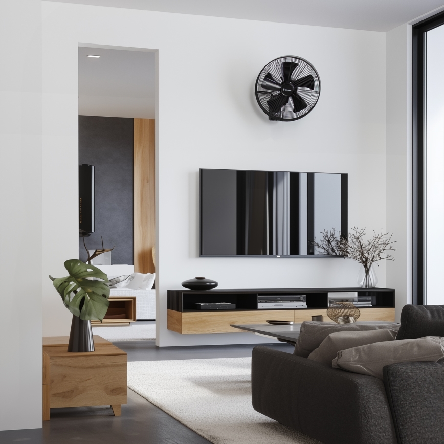 ZEVENTI - Ventilador de pared FREEZE 50W/230V diá. 40 cm negro + control remoto