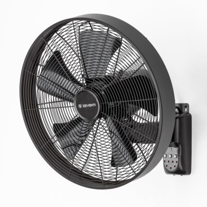 ZEVENTI - Ventilador de pared FREEZE 50W/230V diá. 40 cm negro + control remoto