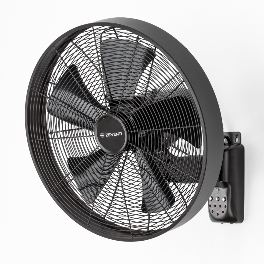 ZEVENTI - Ventilador de pared FREEZE 50W/230V diá. 40 cm negro + control remoto