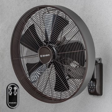 ZEVENTI - Ventilador de pared FREEZE 50W/230V diá. 40 cm negro/marrón + control remoto