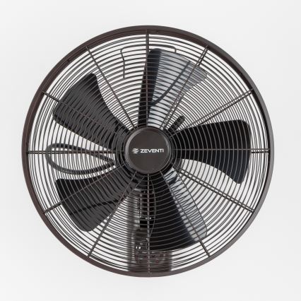 ZEVENTI - Ventilador de pared FREEZE 50W/230V diá. 40 cm negro/marrón + control remoto