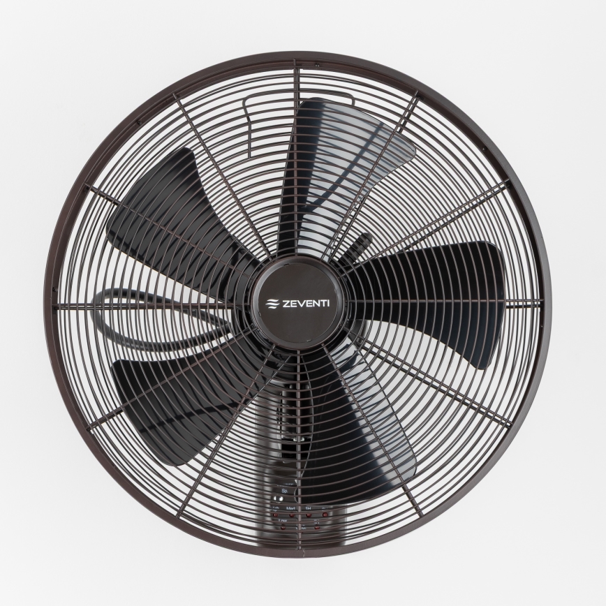 ZEVENTI - Ventilador de pared FREEZE 50W/230V diá. 40 cm negro/marrón + control remoto