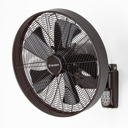 ZEVENTI - Ventilador de pared FREEZE 50W/230V Ø 45 cm negro/marrón + mando a distancia