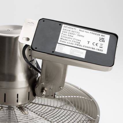 ZEVENTI - Ventilador de pared FREEZE 50W/230V Ø 45 cm cromo mate + control remoto