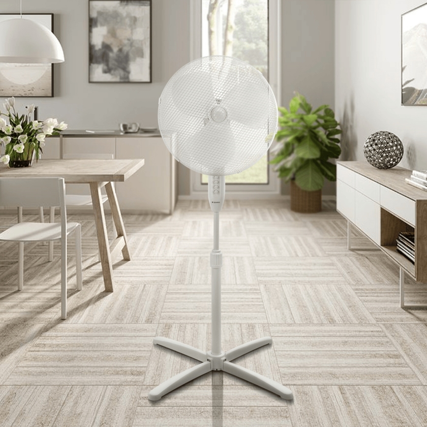 ZEVENTI - Ventilador de pie FLOW 45 W/230 V 120 cm blanco