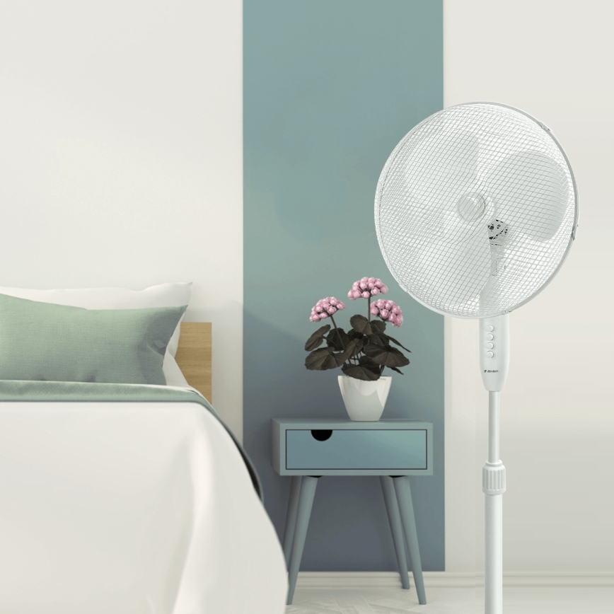 ZEVENTI - Ventilador de pie FLOW 45 W/230 V 120 cm blanco