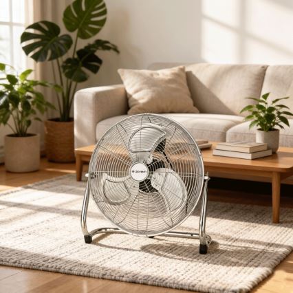 ZEVENTI - Ventilador de pie FLOW 100W/230V Ø 54 cm cromo brillante