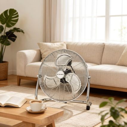ZEVENTI - Ventilador de pie FLOW 100W/230V Ø 54 cm cromo brillante