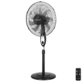 ZEVENTI - Ventilador de pie FLOW 55W/230V 130 cm negro + control remoto