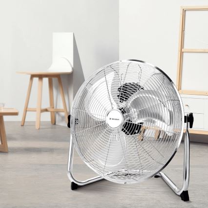 ZEVENTI - Ventilador de pie FLOW 60W/230V 44,5 cm cromado brillante