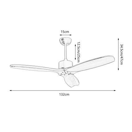 ZEVENTI - Ventilador de techo CUENCA Wi-Fi Tuya negro/roble + control remoto