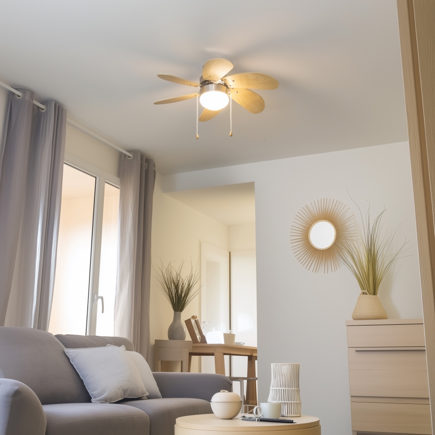 ZEVENTI - Ventilador de techo FAMARA 1xE14/60W/230V beige