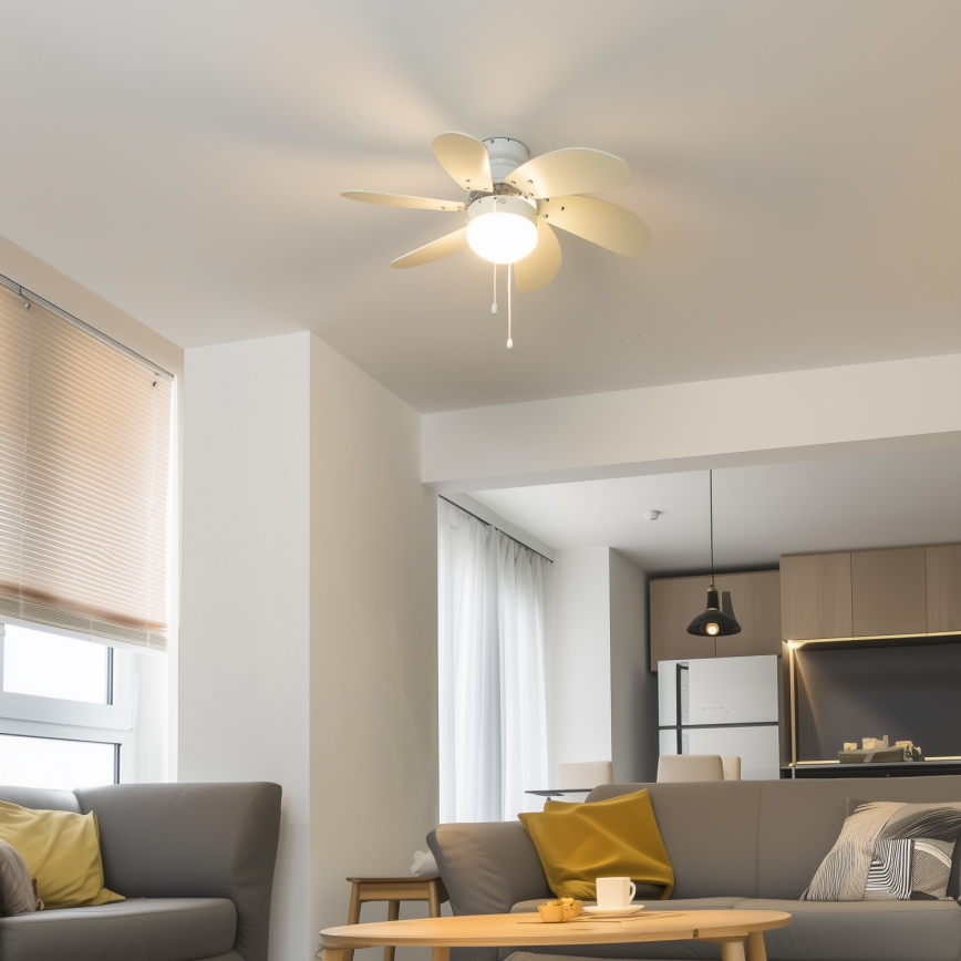 ZEVENTI - Ventilador de techo FAMARA 1xE14/60W/230V blanco