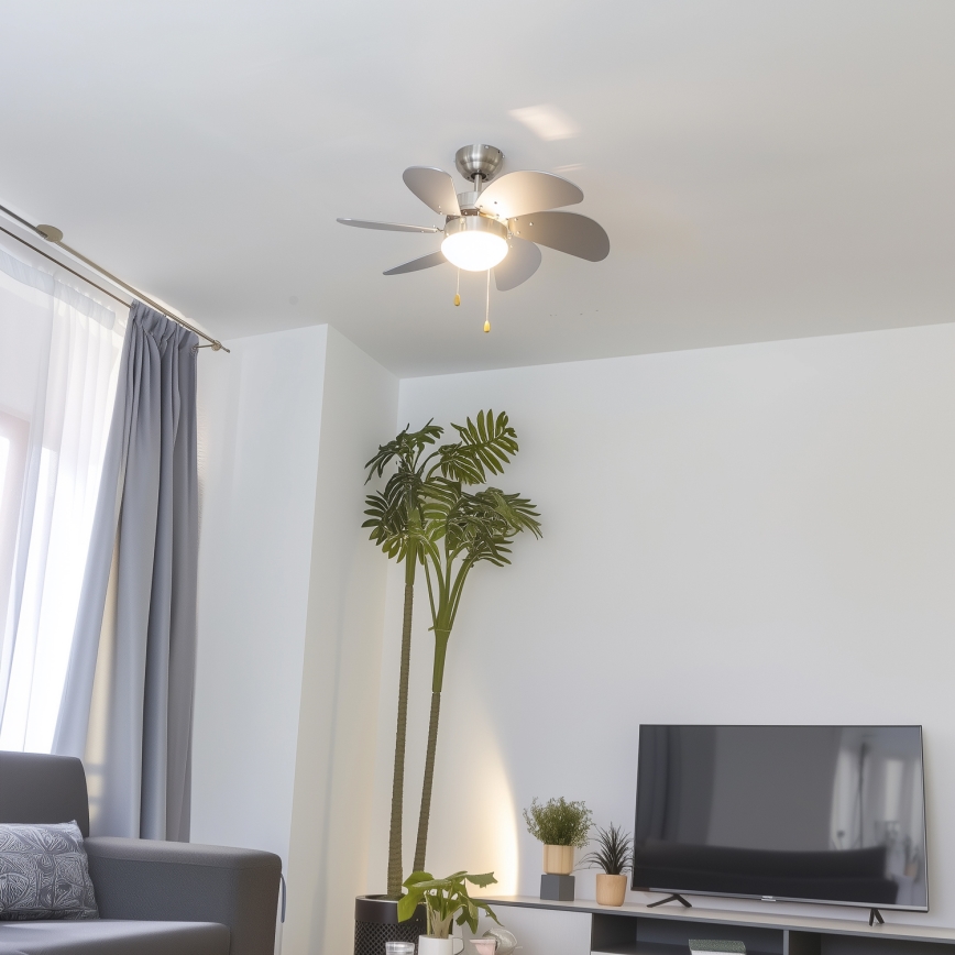 ZEVENTI - Ventilador de techo FAMARA 1xE14/60W/230V gris