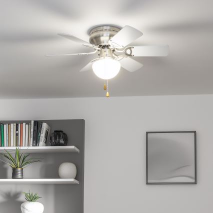 ZEVENTI - Ventilador de techo GALDANA 1xE27/60W/230V gris/blanco