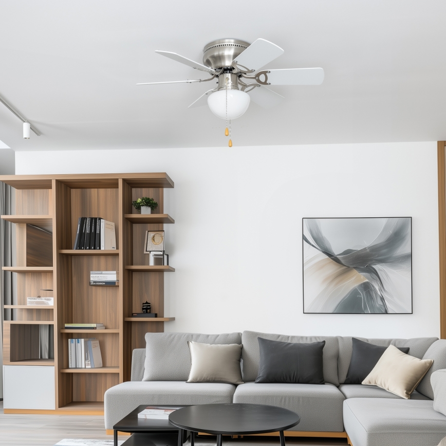 ZEVENTI - Ventilador de techo GALDANA 1xE27/60W/230V gris/blanco
