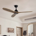 ZEVENTI - Ventilador de techo LAURIA Wi-Fi Tuya negro/roble + mando a distancia