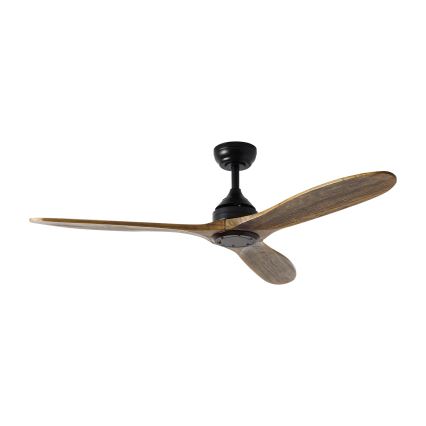 ZEVENTI - Ventilador de techo LAURIA Wi-Fi Tuya negro/roble + mando a distancia