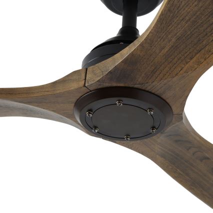 ZEVENTI - Ventilador de techo LAURIA Wi-Fi Tuya negro/roble + mando a distancia