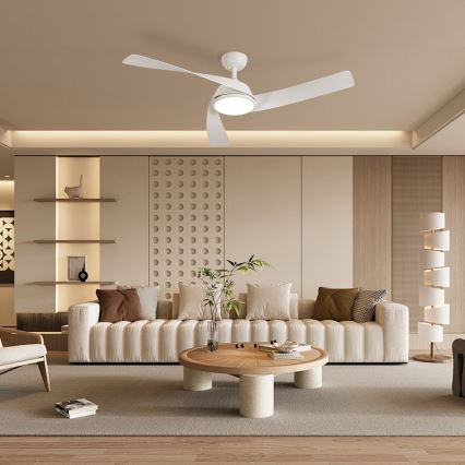 ZEVENTI - Ventilador de techo LED regulable AERYS LED/24W/230V 3000/4000/6000K Wi-Fi Tuya blanco + mando a distancia