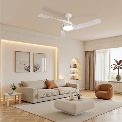 ZEVENTI - Ventilador de techo LED regulable AERYS LED/24W/230V 3000/4000/6000K Wi-Fi Tuya blanco + mando a distancia