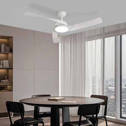ZEVENTI - Ventilador de techo LED regulable AERYS LED/24W/230V 3000/4000/6000K Wi-Fi Tuya blanco + mando a distancia