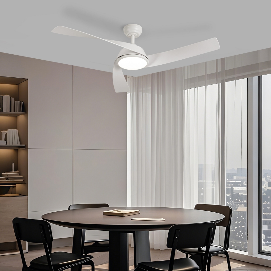 ZEVENTI - Ventilador de techo LED regulable AERYS LED/24W/230V 3000/4000/6000K Wi-Fi Tuya blanco + mando a distancia