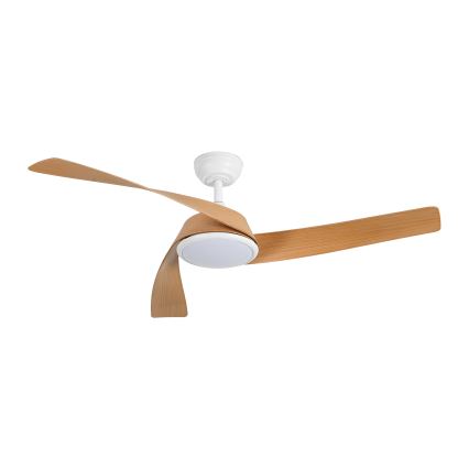 ZEVENTI - Ventilador de techo LED regulable AERYS LED/24W/230V 3000/4000/6000K Wi-Fi Tuya blanco/roble + mando a distancia