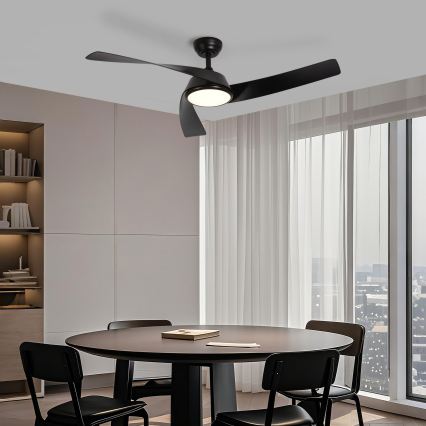 ZEVENTI - Ventilador de techo LED regulable AERYS LED/24W/230V 3000/4000/6000K Wi-Fi Tuya negro + mando a distancia