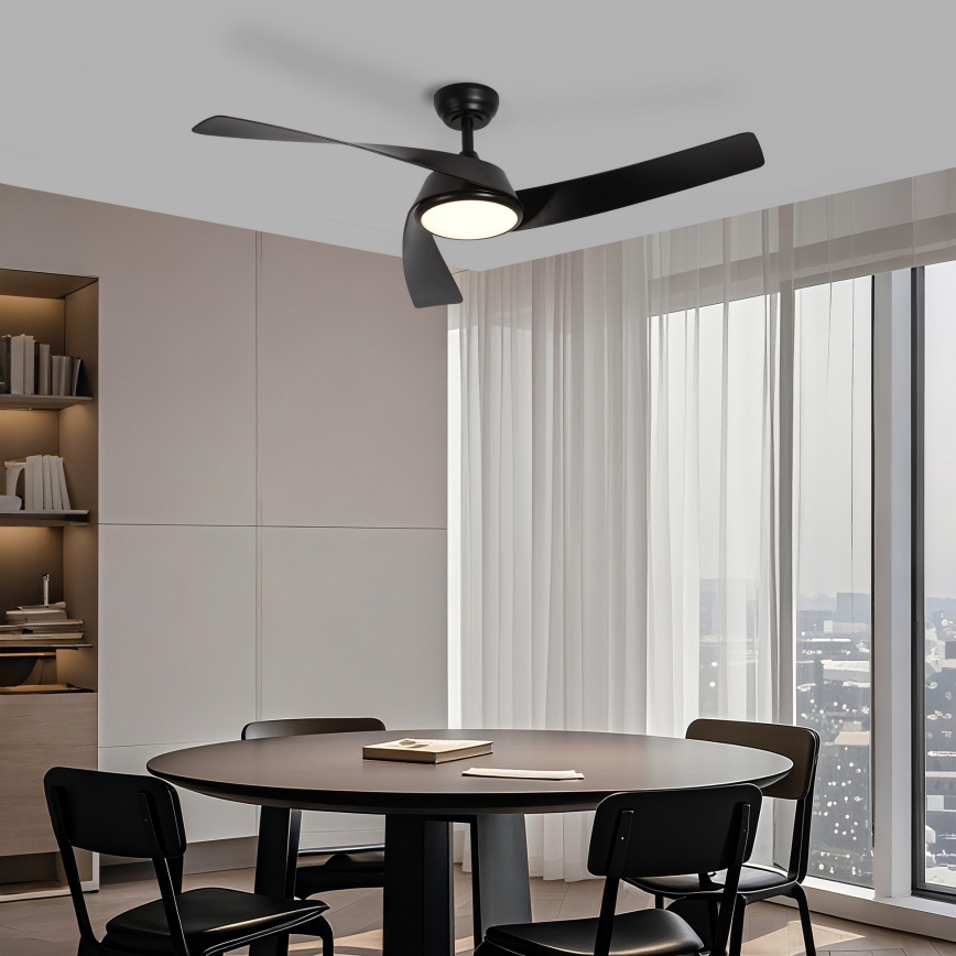 ZEVENTI - Ventilador de techo LED regulable AERYS LED/24W/230V 3000/4000/6000K Wi-Fi Tuya negro + mando a distancia