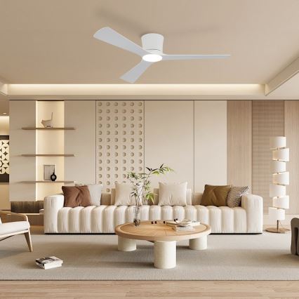 ZEVENTI - Ventilador de techo LED regulable AUREX LED/24W/230V 3000/4000/6000K Wi-Fi Tuya blanco + mando a distancia