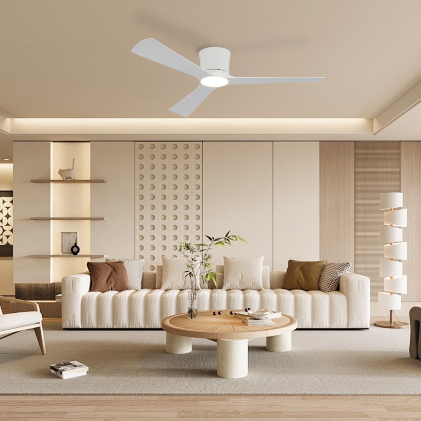 ZEVENTI - Ventilador de techo LED regulable AUREX LED/24W/230V 3000/4000/6000K Wi-Fi Tuya blanco + mando a distancia