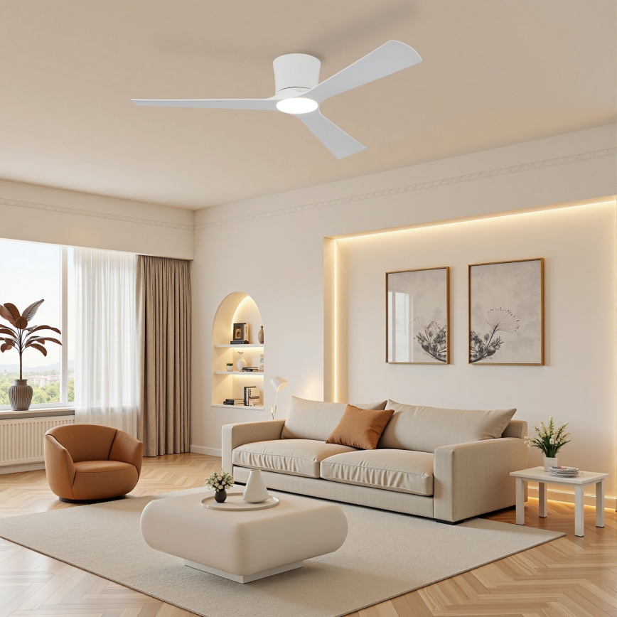 ZEVENTI - Ventilador de techo LED regulable AUREX LED/24W/230V 3000/4000/6000K Wi-Fi Tuya blanco + mando a distancia