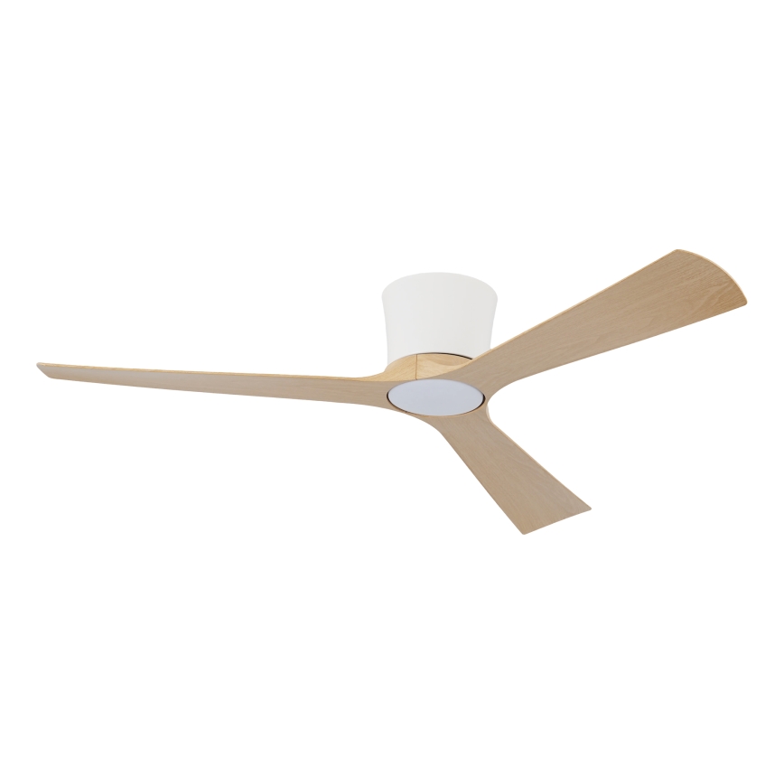 ZEVENTI - Ventilador de techo LED regulable AUREX LED/24W/230V 3000/4000/6000K Wi-Fi Tuya blanco/roble + mando a distancia