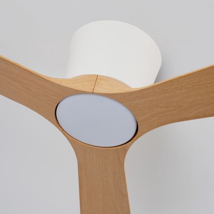 ZEVENTI - Ventilador de techo LED regulable AUREX LED/24W/230V 3000/4000/6000K Wi-Fi Tuya blanco/roble + mando a distancia