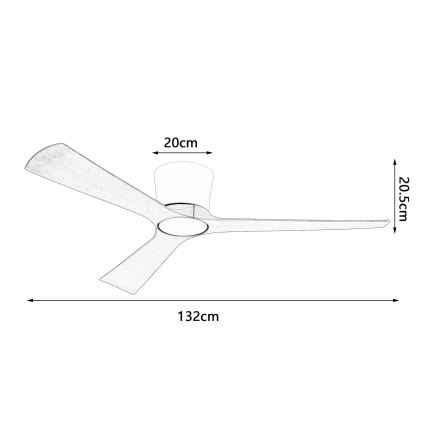 ZEVENTI - Ventilador de techo LED regulable AUREX LED/24W/230V 3000/4000/6000K Wi-Fi Tuya blanco/roble + mando a distancia