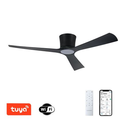 ZEVENTI - Ventilador de techo LED regulable AUREX LED/24W/230V 3000/4000/6000K Wi-Fi Tuya negro + mando a distancia