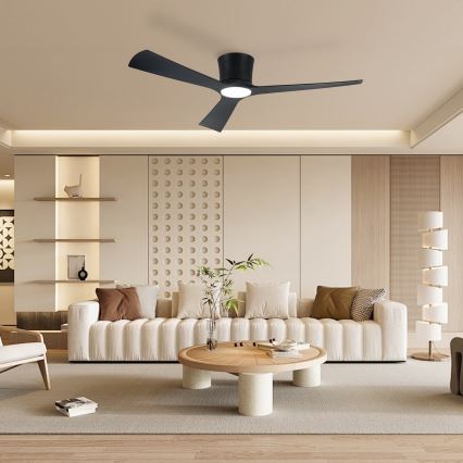 ZEVENTI - Ventilador de techo LED regulable AUREX LED/24W/230V 3000/4000/6000K Wi-Fi Tuya negro + mando a distancia
