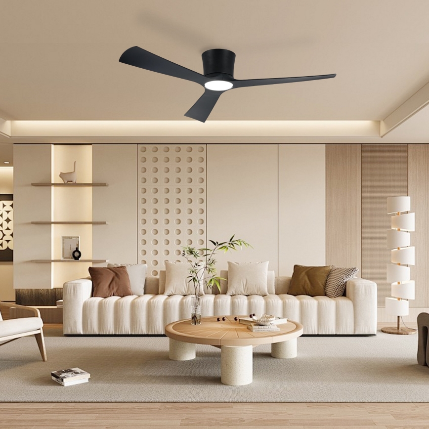 ZEVENTI - Ventilador de techo LED regulable AUREX LED/24W/230V 3000/4000/6000K Wi-Fi Tuya negro + mando a distancia