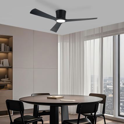 ZEVENTI - Ventilador de techo LED regulable AUREX LED/24W/230V 3000/4000/6000K Wi-Fi Tuya negro + mando a distancia