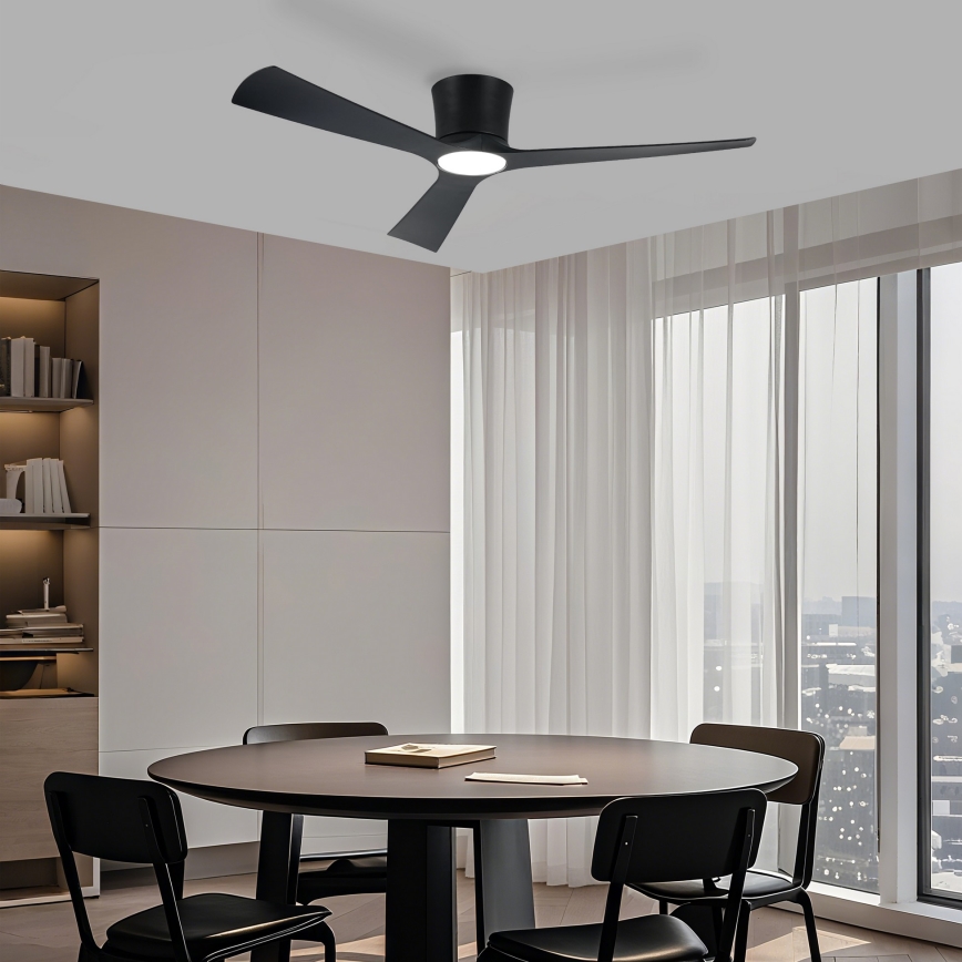 ZEVENTI - Ventilador de techo LED regulable AUREX LED/24W/230V 3000/4000/6000K Wi-Fi Tuya negro + mando a distancia
