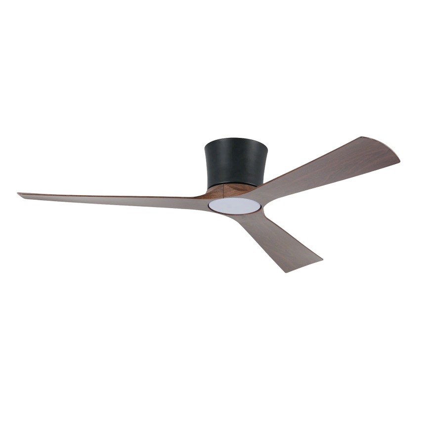 ZEVENTI - Ventilador de techo LED regulable AUREX LED/24W/230V 3000/4000/6000K Wi-Fi Tuya negro/nogal + mando a distancia