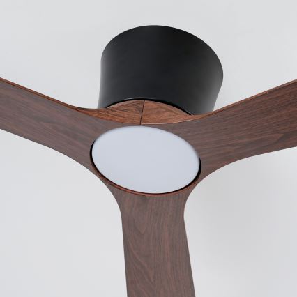 ZEVENTI - Ventilador de techo LED regulable AUREX LED/24W/230V 3000/4000/6000K Wi-Fi Tuya negro/nogal + mando a distancia
