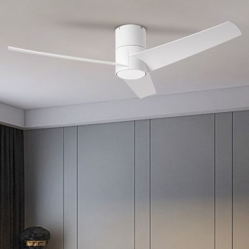 ZEVENTI - Ventilador de techo LED BARROSA LED/18W/230V 3000/4000/6000K Wi-Fi Tuya blanco + mando a distancia