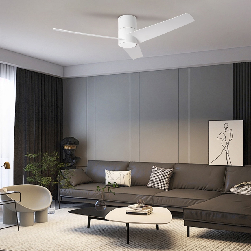 ZEVENTI - Ventilador de techo LED BARROSA LED/18W/230V 3000/4000/6000K Wi-Fi Tuya blanco + mando a distancia