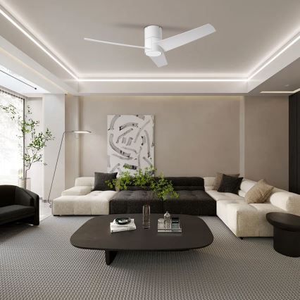 ZEVENTI - Ventilador de techo LED BARROSA LED/18W/230V 3000/4000/6000K Wi-Fi Tuya blanco + mando a distancia