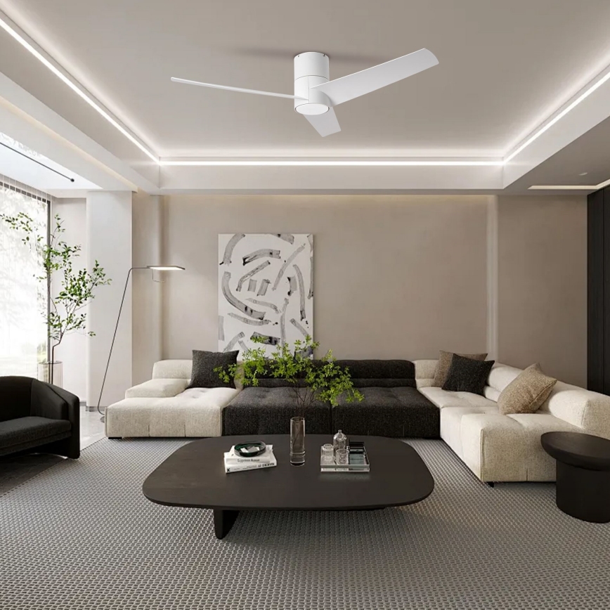 ZEVENTI - Ventilador de techo LED BARROSA LED/18W/230V 3000/4000/6000K Wi-Fi Tuya blanco + mando a distancia