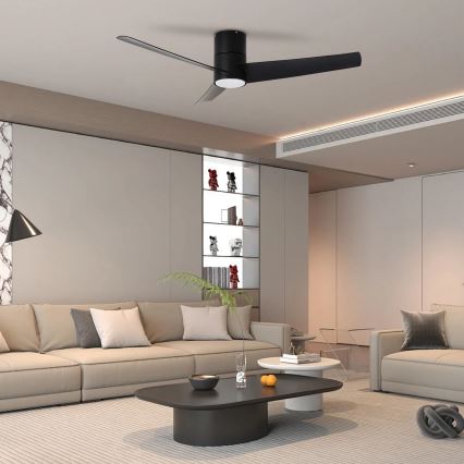 ZEVENTI - Ventilador de techo LED BARROSA LED/18W/230V 3000/4000/6000K Wi‑Fi Tuya negro + mando a distancia